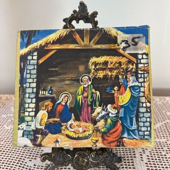 Vintage nativity scene figures | Baby Jesus | Holly nativity scene || Christmas - Picture 11 of 11